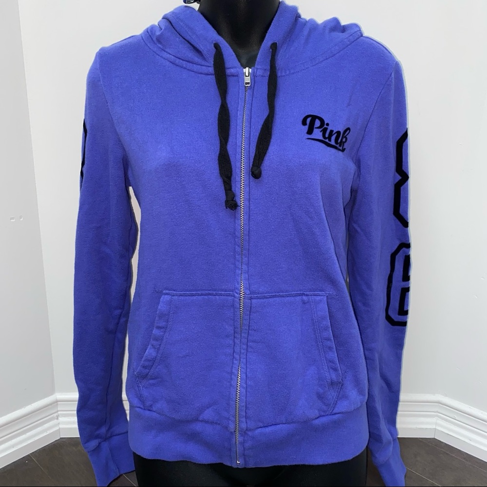 PINK Zip-Up Hoodie with Velvet Accents